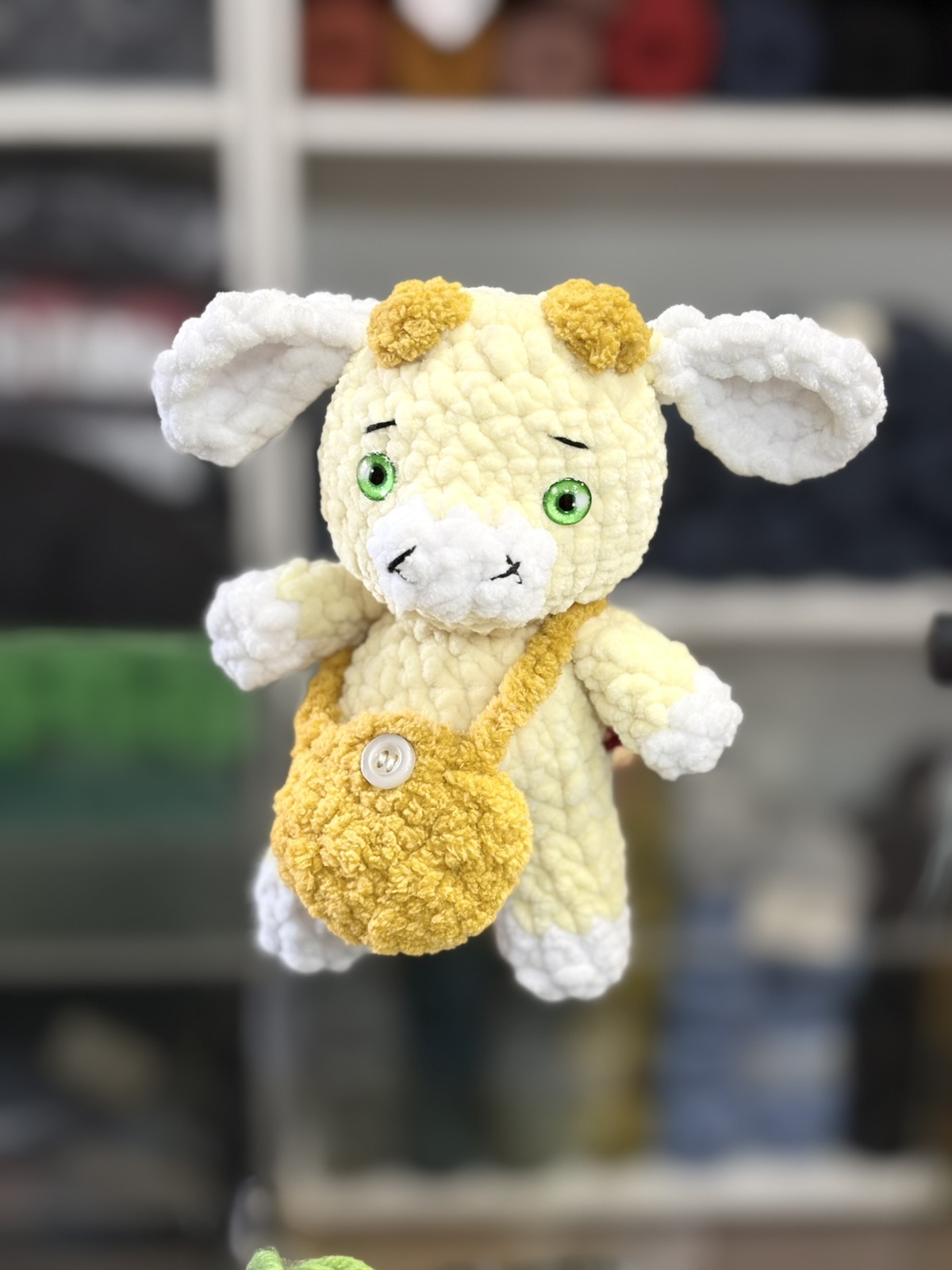 Бычок вязаный плюшевый, 15см